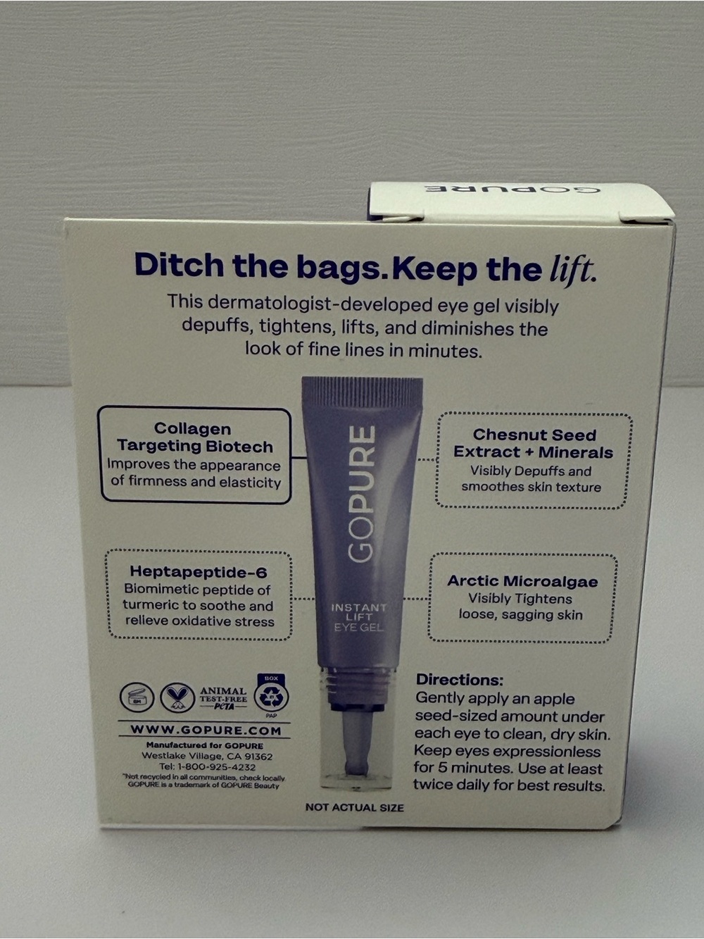 GoPure Instant Lift Eye Gel - White & Blue - Picture 2 of 5